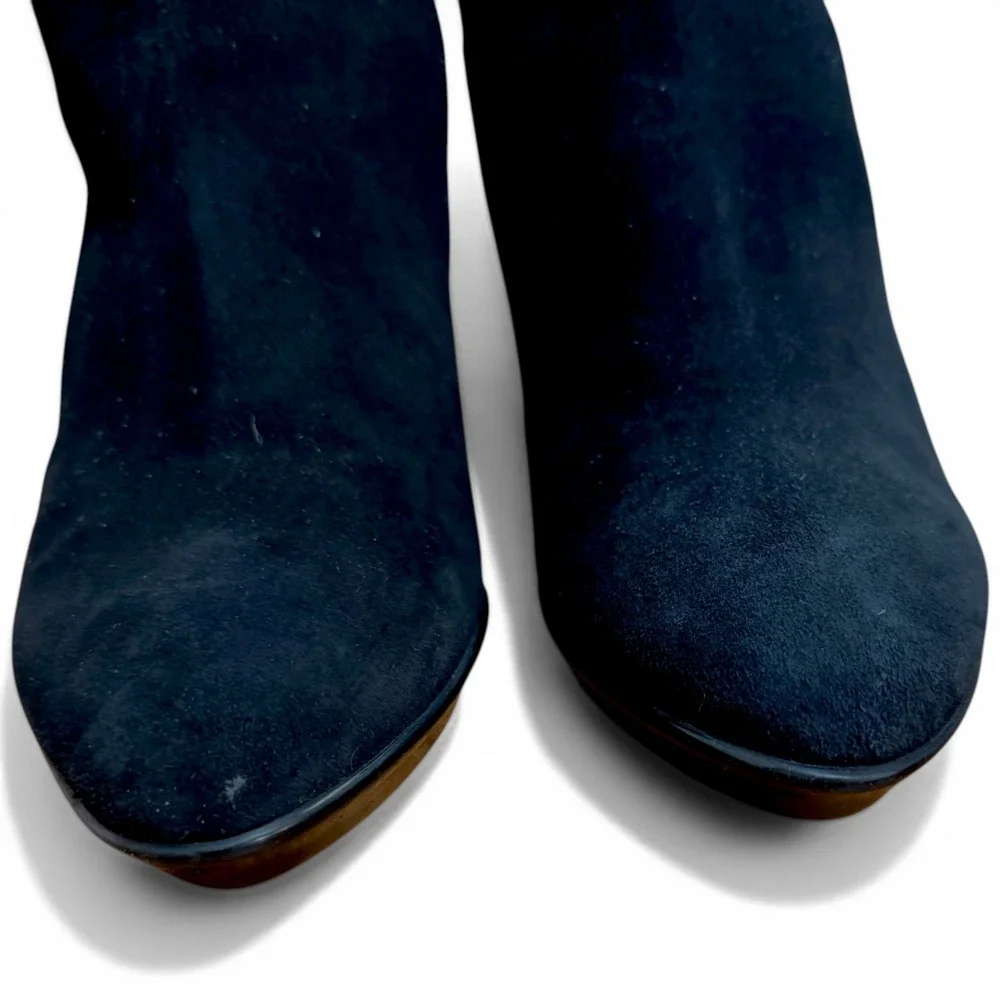 AQUATALIA Womens Black Suede Boots Knee High Almond Toe Weatherproof Dressy Heel